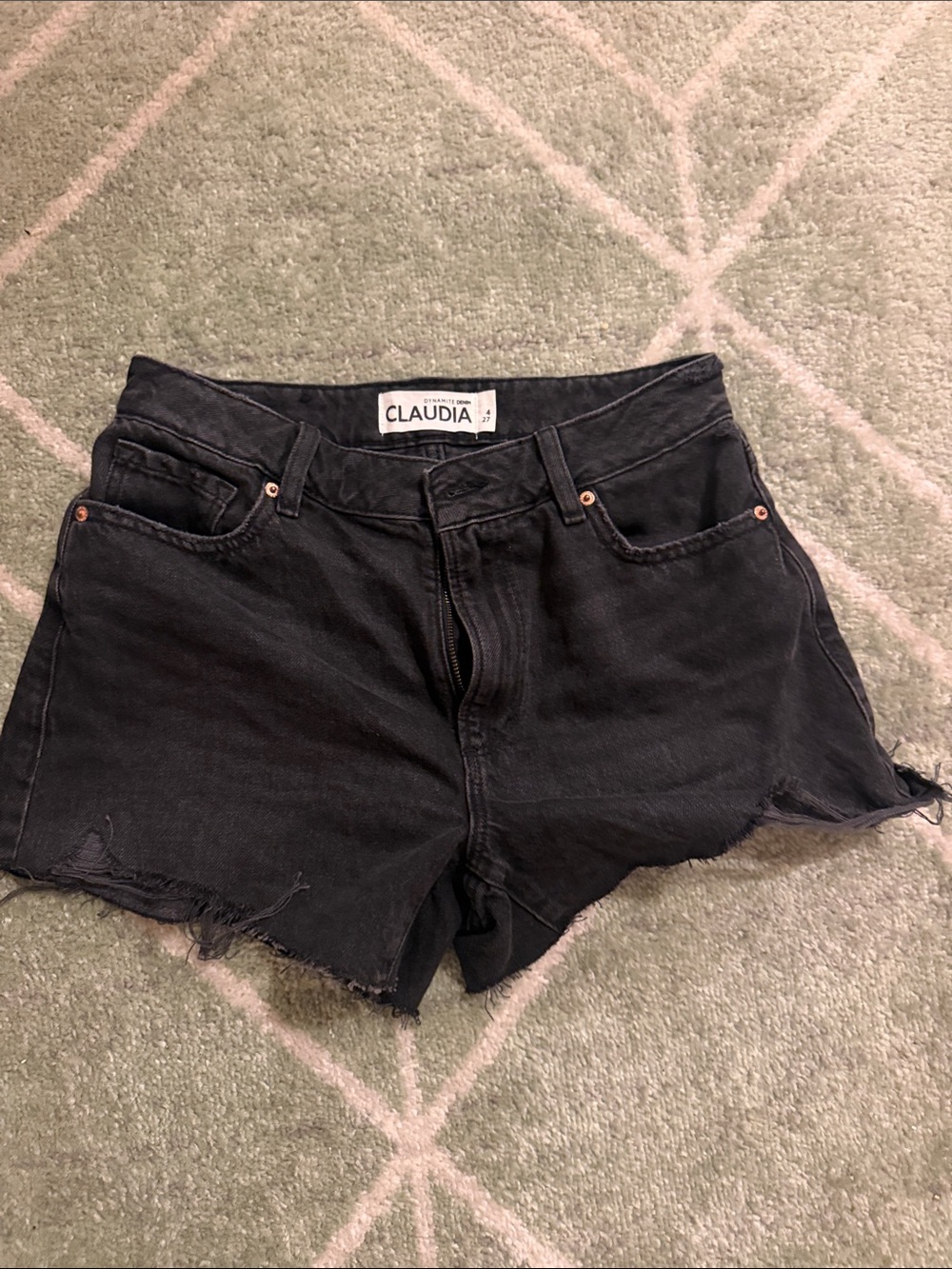 Claudia Black Denim High-Rise Cutoff Shorts